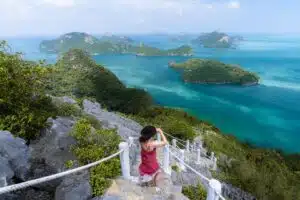 Wua Ta-Lap viewpoint looking out over ang thong national marine park, thailand