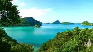 beautiful photograph of the islands of ang thong national marine park from a viewpoint