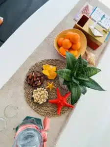 fresh fruit and snacks on luxury overnight boat charters koh samui