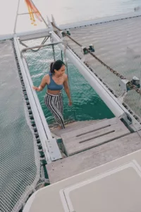 guest boarding samui luxury party boat