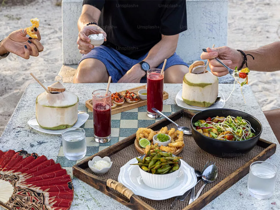 image showing picnic on the beach near samui